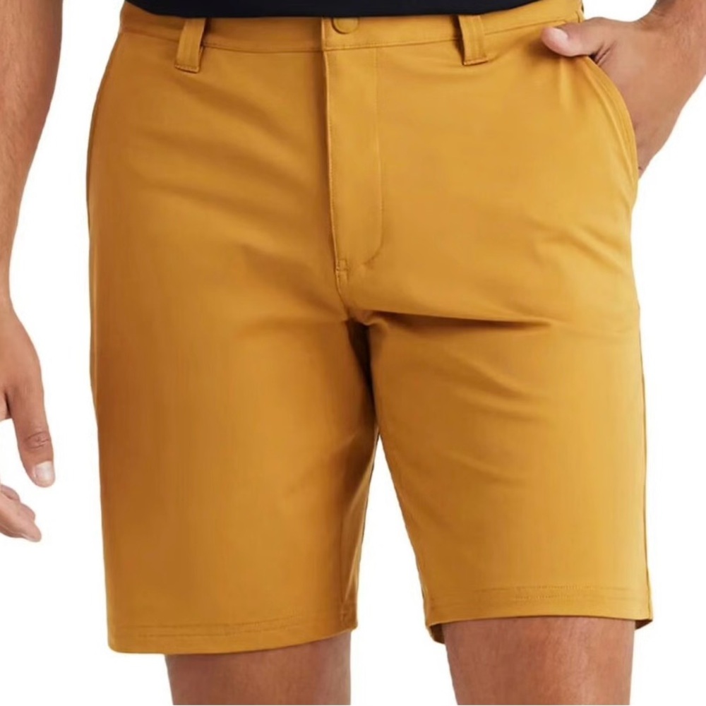 Rhone British Khaki 9" Inseam Commuter Flex Knit Shorts Golf Mustard Yellow